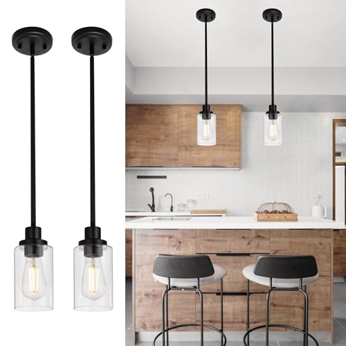 2 Pack Pendant Light Black Adjustable Hanging Ceiling Lights (2 Count)