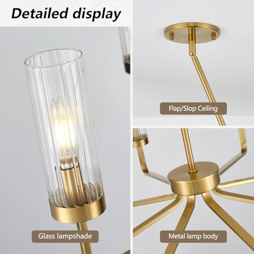 Modern Brushed Gold 8‑Light Chandelier for Living Room