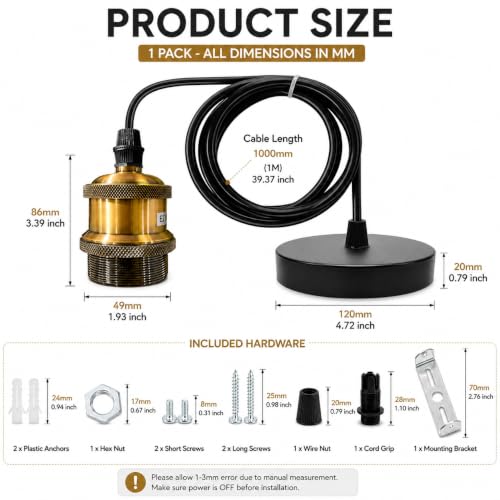 Industrial Pendant Light Cord Kit