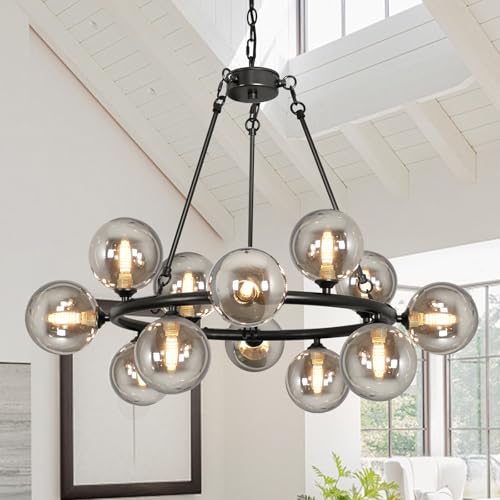 Wagon Wheel Chandelier Modern Sputnik Globe Dining Room Light Fixture 32''