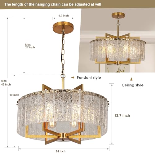 Gold Crystal Chandeliers for Dining Room (6 Count)
