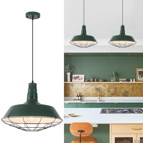 Green Industrial Pendant Lights Kitchen Island (2 Count)