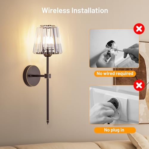 Crystal Battery Operated Wall Sconces Set of 2 (2 Count)