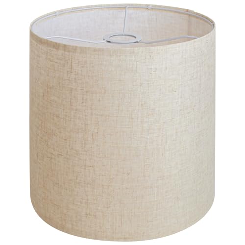 Beige Linen Tall Drum Lampshade