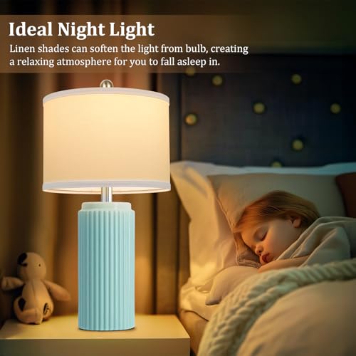 23.5" Light Green Modern Ceramic Table Lamps Set of 2 for Bedside (2 Count)
