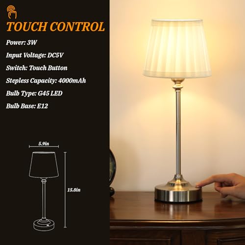Cordless Table Lamp Rechargeable Silver