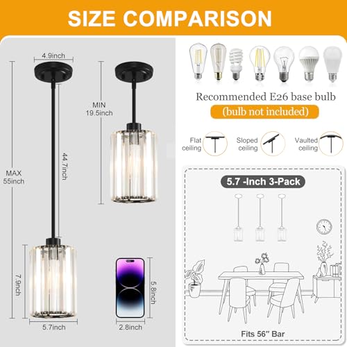 3 Pack Pendant Lights Kitchen Island (3 Count)