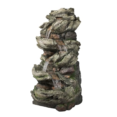 WIN1424 81" 5 Tier Rock Water Fountain with LED Lights