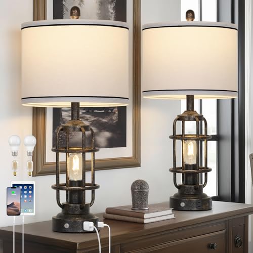 26" Vintage Industrial Table Lamps Set of 2 (2 Count)