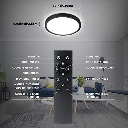 Dimmable LED Flush Mount Ceiling Light with Remote Control