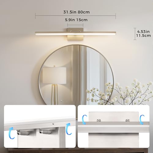 31.5 Inch Bathroom Vanity Light Bar Over Mirror Nickel 3CCT