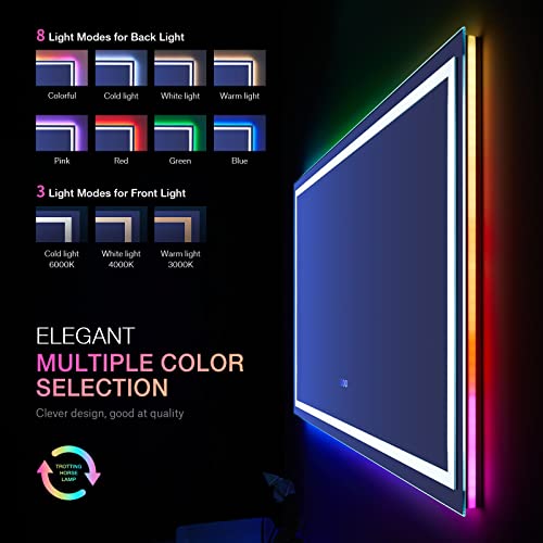 60"X36" RGB LED Bathroom Mirror with Lights