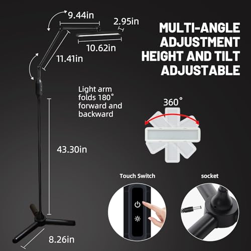Tattoo Shading Pro Light Floor Lamp with CPL Filter Lens Reduce Glare and Reflections for Tattooing