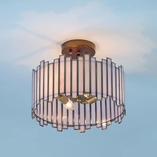 Antique Brass Ceiling Light Fixture in Drum Shape