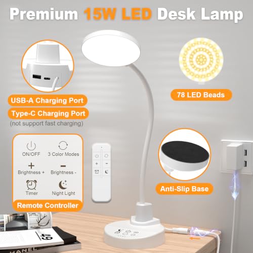 15W LED Desk Lamp with USB Charging Ports