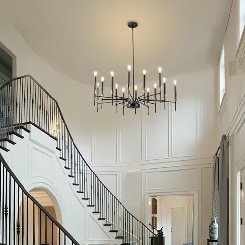 Dining Room Black Gold Chandelier 14 Lights Modern Lighting Fixtures