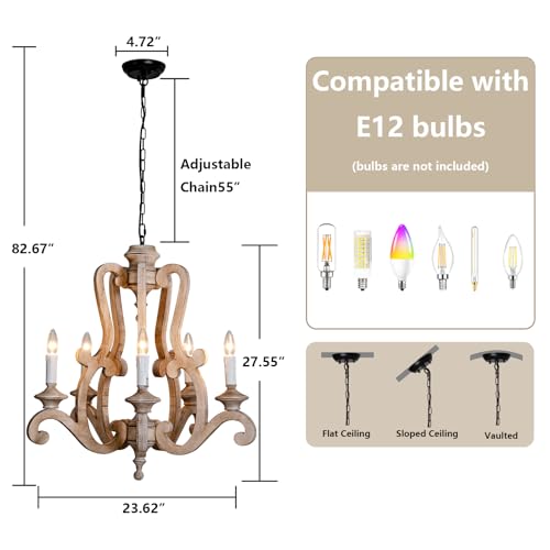 Farmhouse Wood Chandelier 5