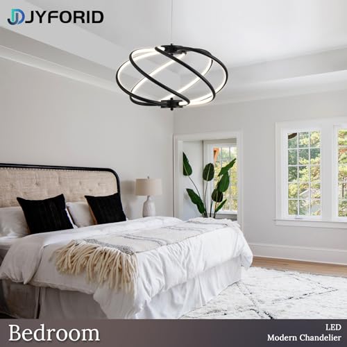 Black Modern Chandelier with Remote Control