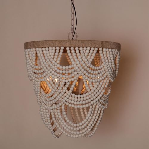 Boho Wood Beaded Chandelier