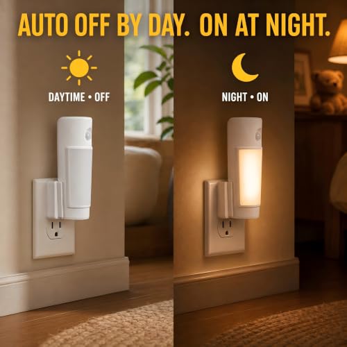 6 Pack Night Light Plug into Wall with Motion Sensor for Bathroom (6 Count)