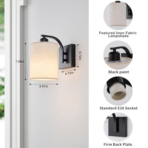 Black Rechargeable Wall Sconces Set of 2 with Remote (2 Wall Sconces)
