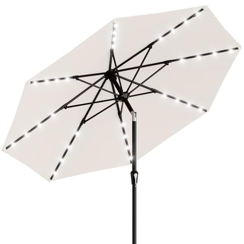 9FT Patio Umbrella with Solar Lights