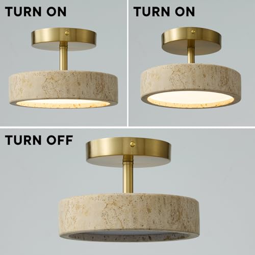8Inch Travertine Flush Mount Ceiling Light
