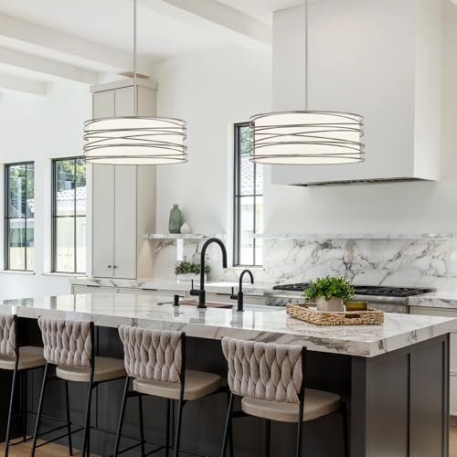 5 Light Drum Chandelier 19.7'' Brushed Nickel Industrial Light Fixture