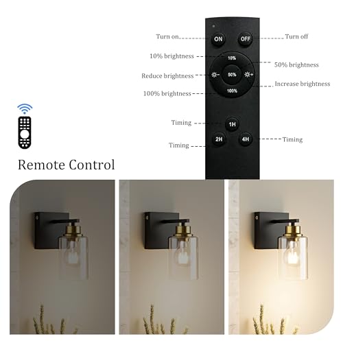 Wireless Battery Operated Wall Sconce Set of Two with Remote Control