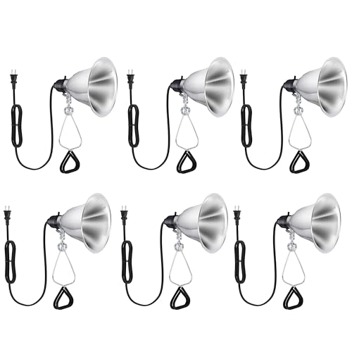 Clamp Lamp Light with Detachable 5.5 Inch Aluminum Reflector up to 60 Watts E26 Socket (6 Count)