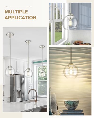 2 Pack Brushed Nickel Pendant Light Fixtures (2 Count)