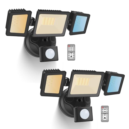 Motion Sensor Outdoor Lights with Remote 40W 4000LM Flood Light 120V (2 Count)