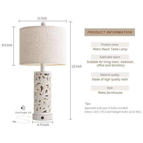 22'' Table Lamp Set of 2 for Living Room (2 Count)