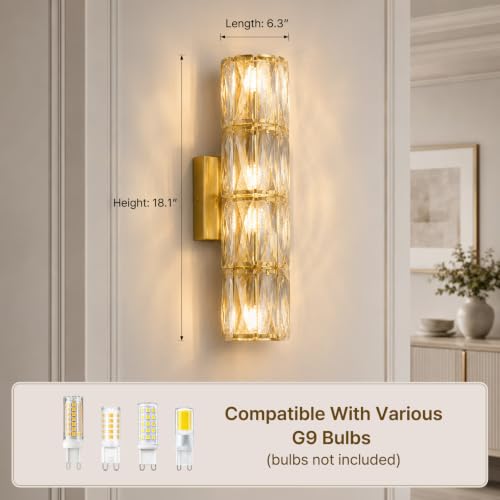 Gold Crystal Wall Sconces Mid