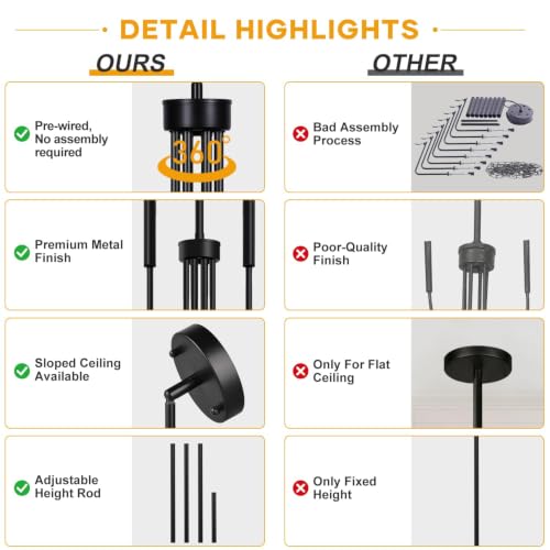 Black 8 Light Chandelier (8 Count)