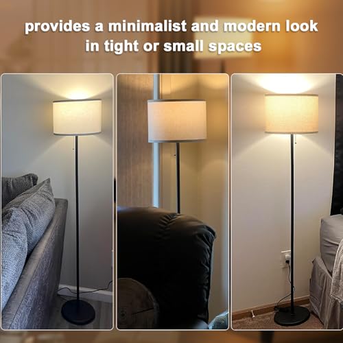 Modern Standing Floor Lamp for Living Room & Bedroom with 3 Color Temperatures Bulb & Pull Chain Switch