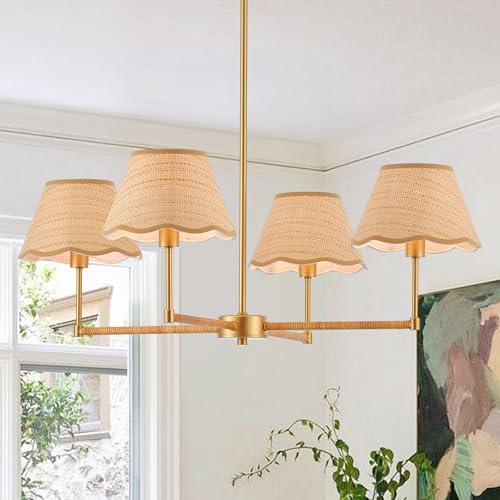 31” Boho Rattan Chandelier 4