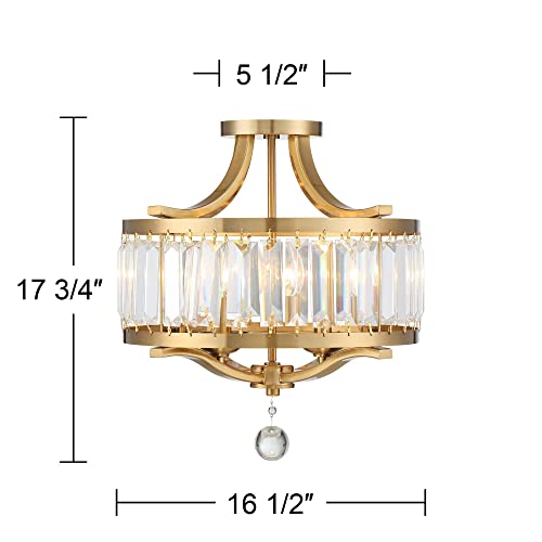 Prava 16 1 2" Wide Brass and Crystal Semi