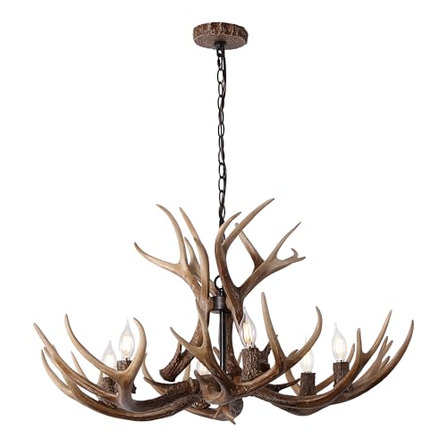 Eldora 6 Light Resin Antler Chandelier 33"