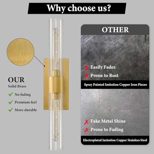 Gold Brass Bathroom Wall Sconce (2 Count)