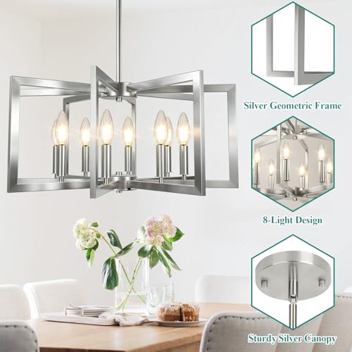 20" 62" Height Adjustable Brushed Nickel Kitchen Chandelier for Dining Room