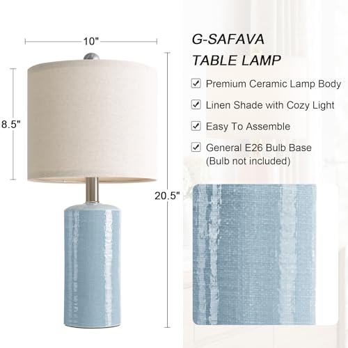 Small Table Lamps Set of 2 for Living Room 20.25" Blue Lamps Bedside Lamps (2 Count)