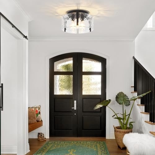 Modern Black Semi Flush Mount Ceiling Light 3 Lights Ceiling Lamp (3 Count)