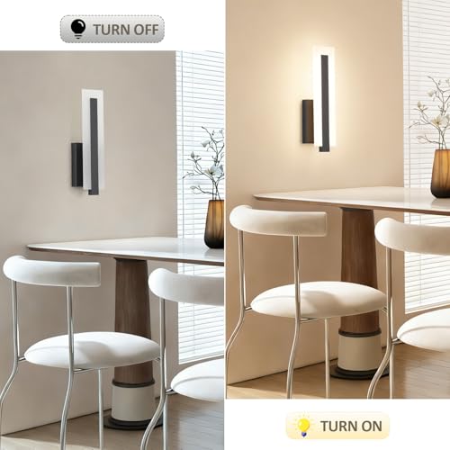 Hardwired Black Dimmable Modern LED Wall Sconce 3000K 3500K 4000K 5000K 6000K Indoor Wall Lights Up and Down Wall Mount Light for Living Room Bedroom Hallway Corridor