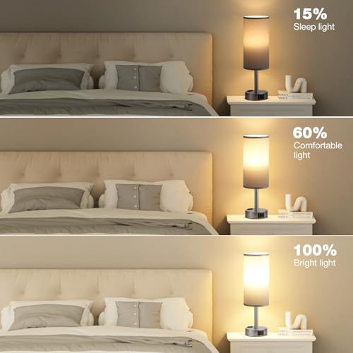 Grey Bedside Lamp for Bedroom