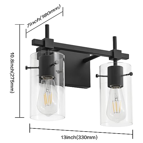 Vintage 2 Lights Bathroom Light Fixtures Wall Sconces Black Vanity Lights for Bathroom Vanity Lighting Fixtures Wall Light Fixtures Bathroom Vanity Lights BK