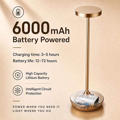 Rechargeable Cordless Table Lamps 6000mAh LED Battery Table Light