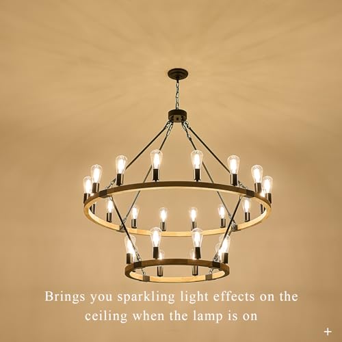 Natural Wooden Wagon Wheel Chandelier 24