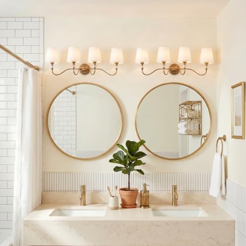 4 Light Vintage Bathroom Vanity Light Fixtures Over Mirror