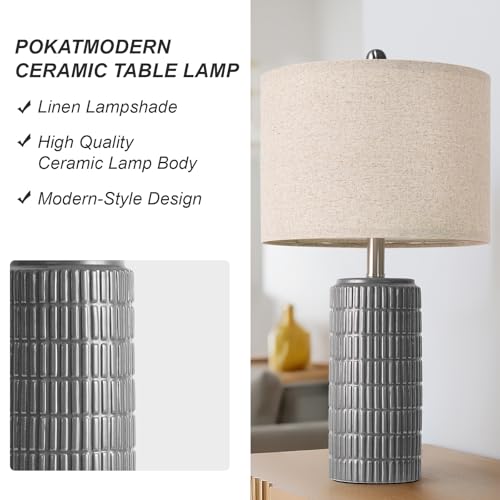 23" Ceramic Dark Gray Table Lamps Set of 2 for Living Room (2 Count)